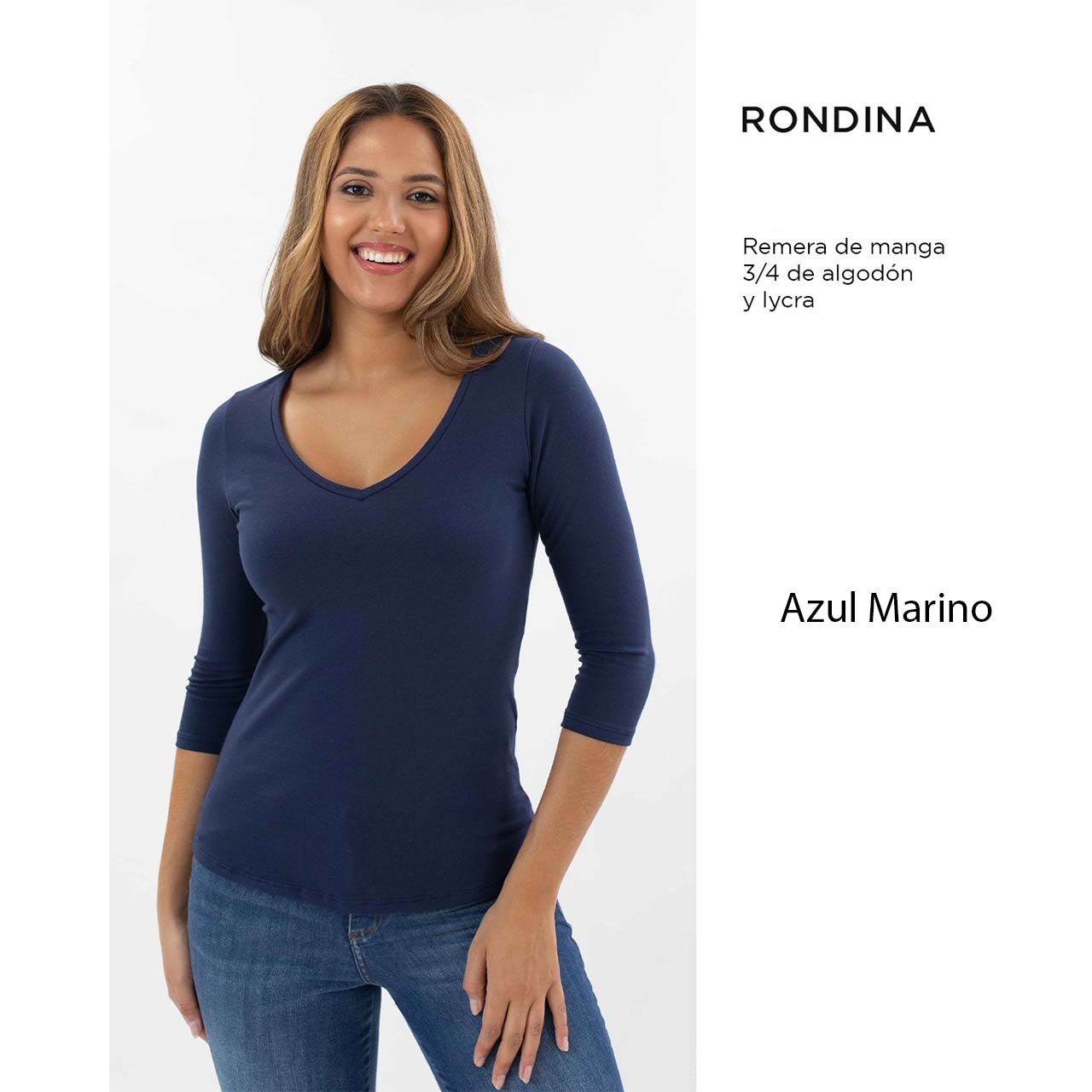 Remera básica 3/4 de algodón y lycra - Varios Colores