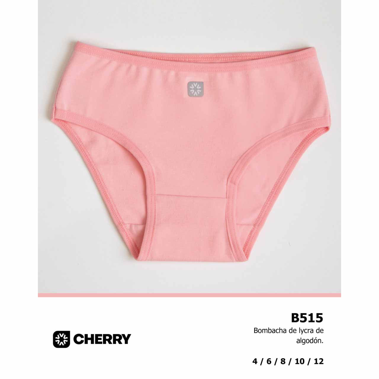 BP - B515 - Bombacha de algodón y lycra para niñas - Linea Cherry
