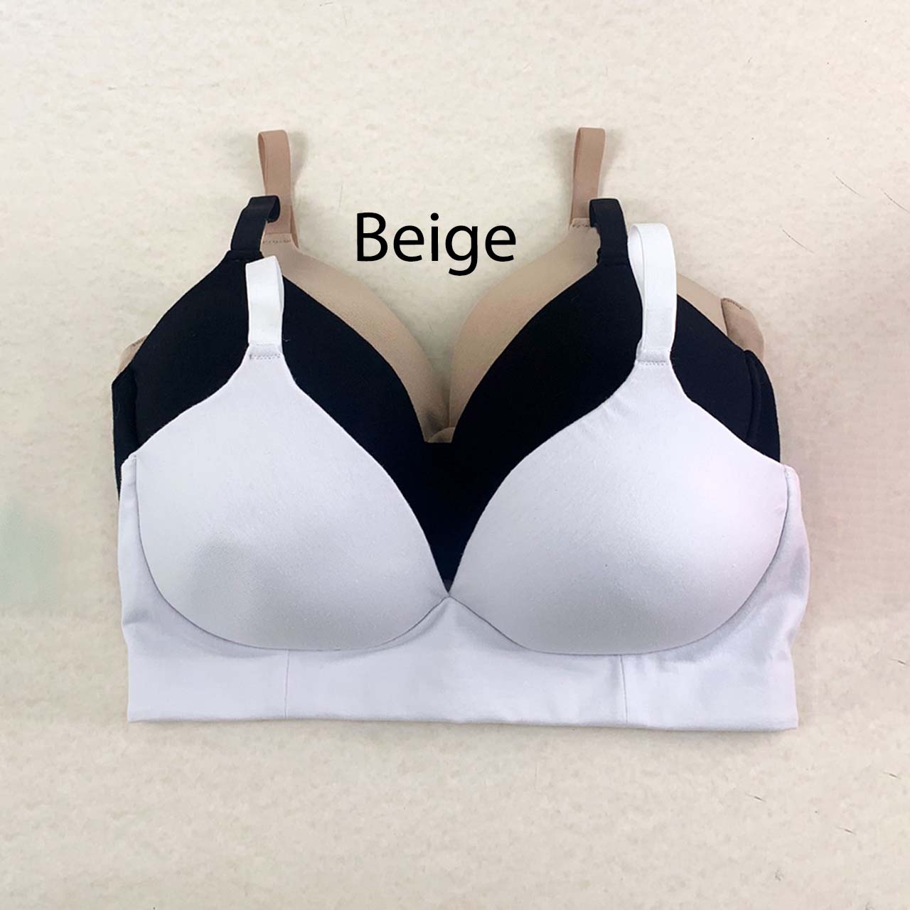 Corpiño de lycra de algodón - Taza Soft - Sin arco. Color Negro/Beige en XXG