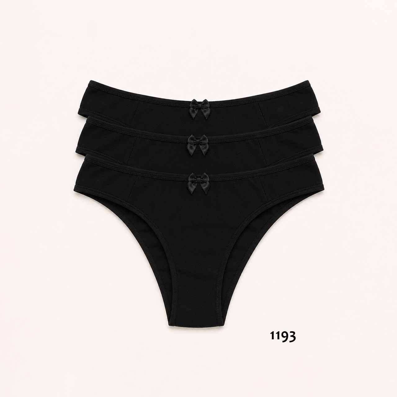 SD - 1193 - *Pack* Bikinis de algodón y lycra - 3 unidades - (Negro/Negro/Negro) Talle M