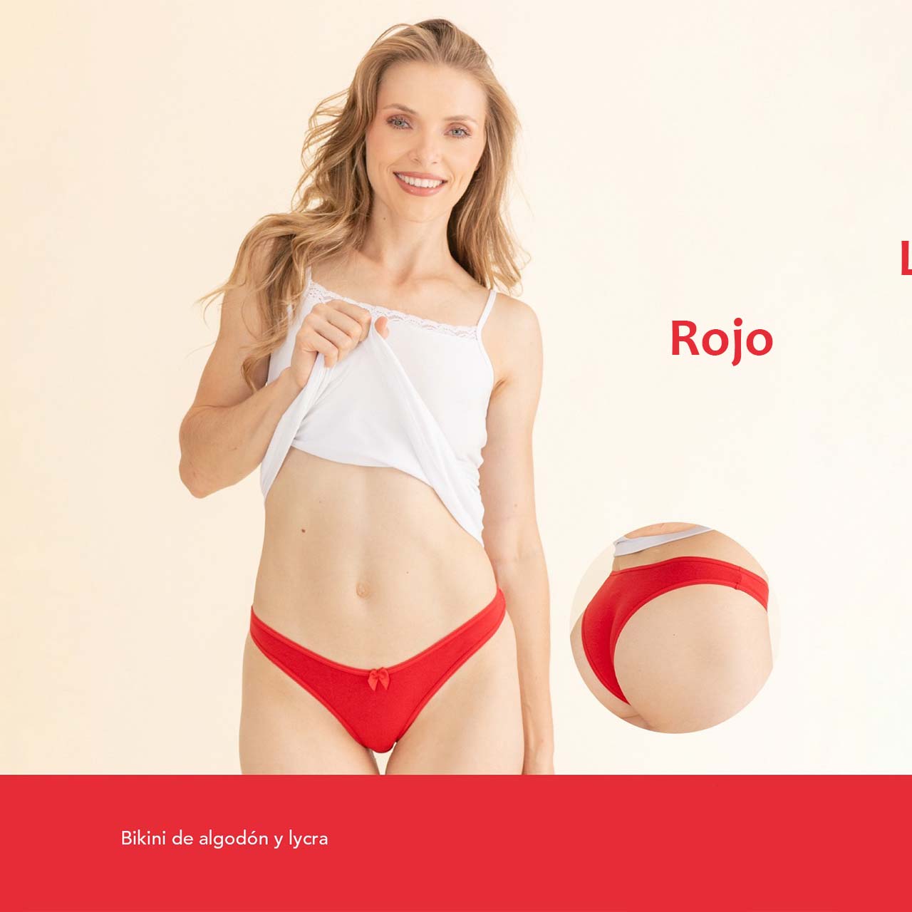SD - 1193 - *Pack* Bikinis de algodón y lycra - 3 unidades - (Negro/Rojo/Fucsia) Talle P