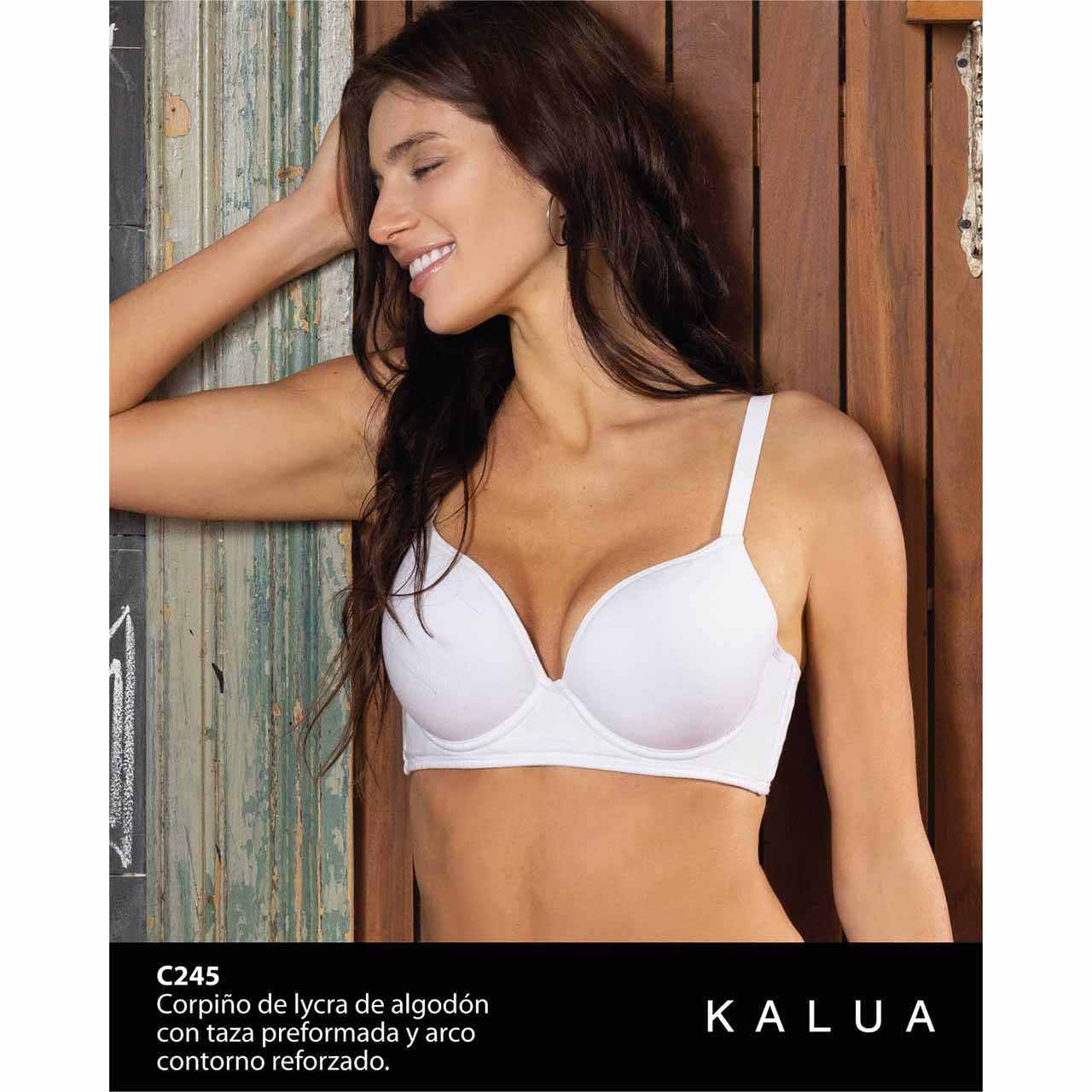 BP - C245 - Corpiño de lycra de algodón con taza preformada y arco. Contorno reforzado