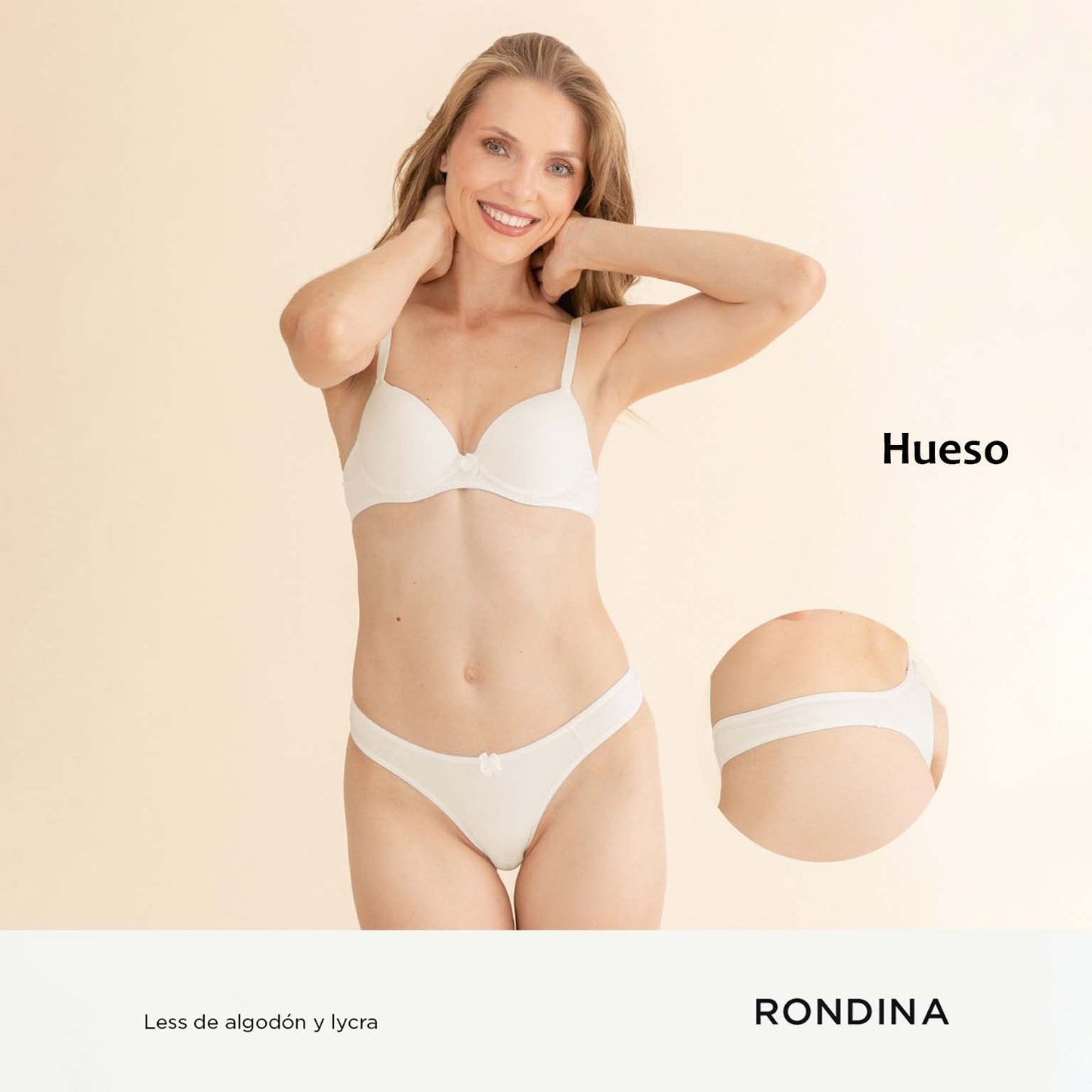 1349 - Less de algodón y lycra - Color Hueso - Talle P