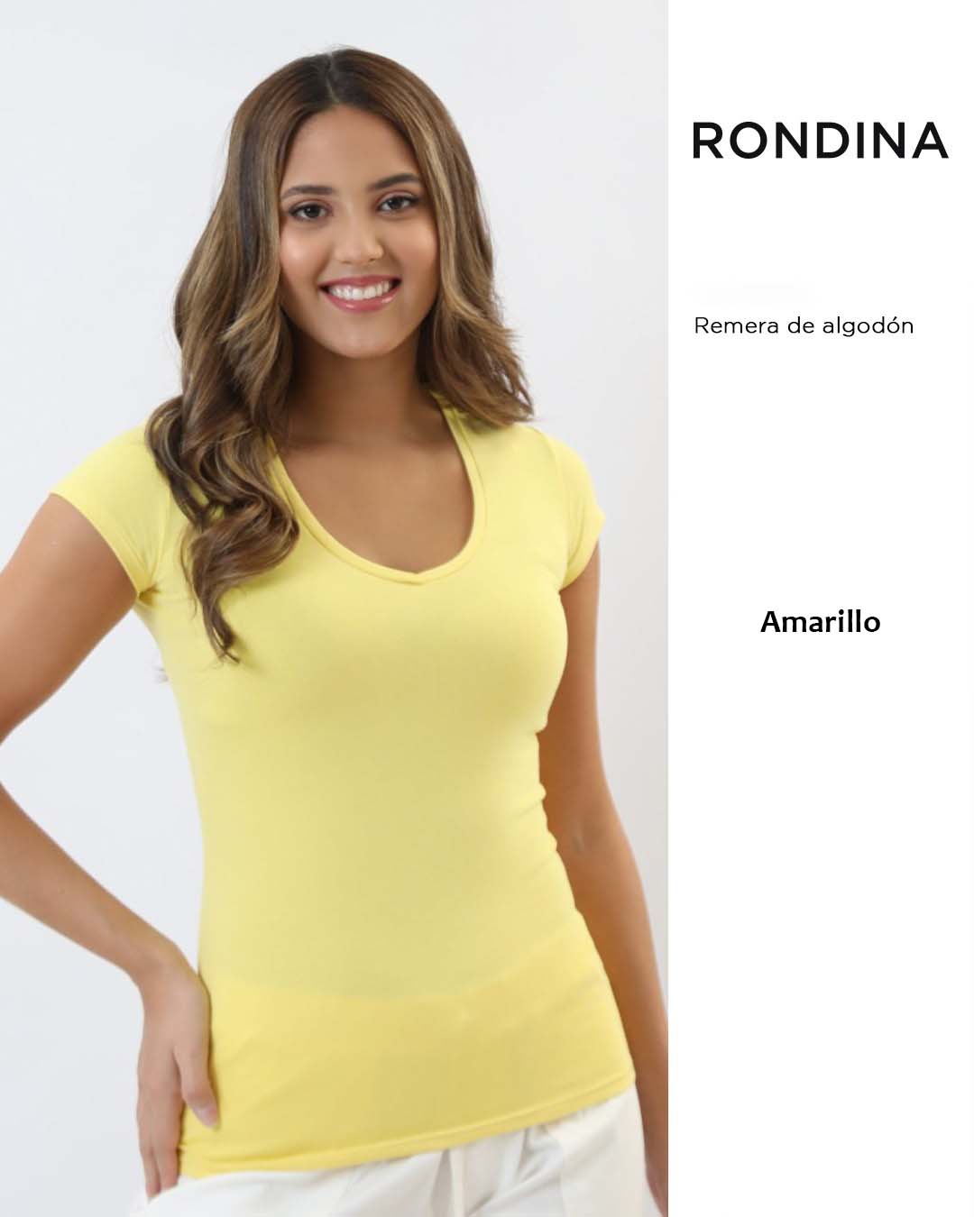 Remera básica de algodón Cuello V - Natural/Lavanda/Amarillo