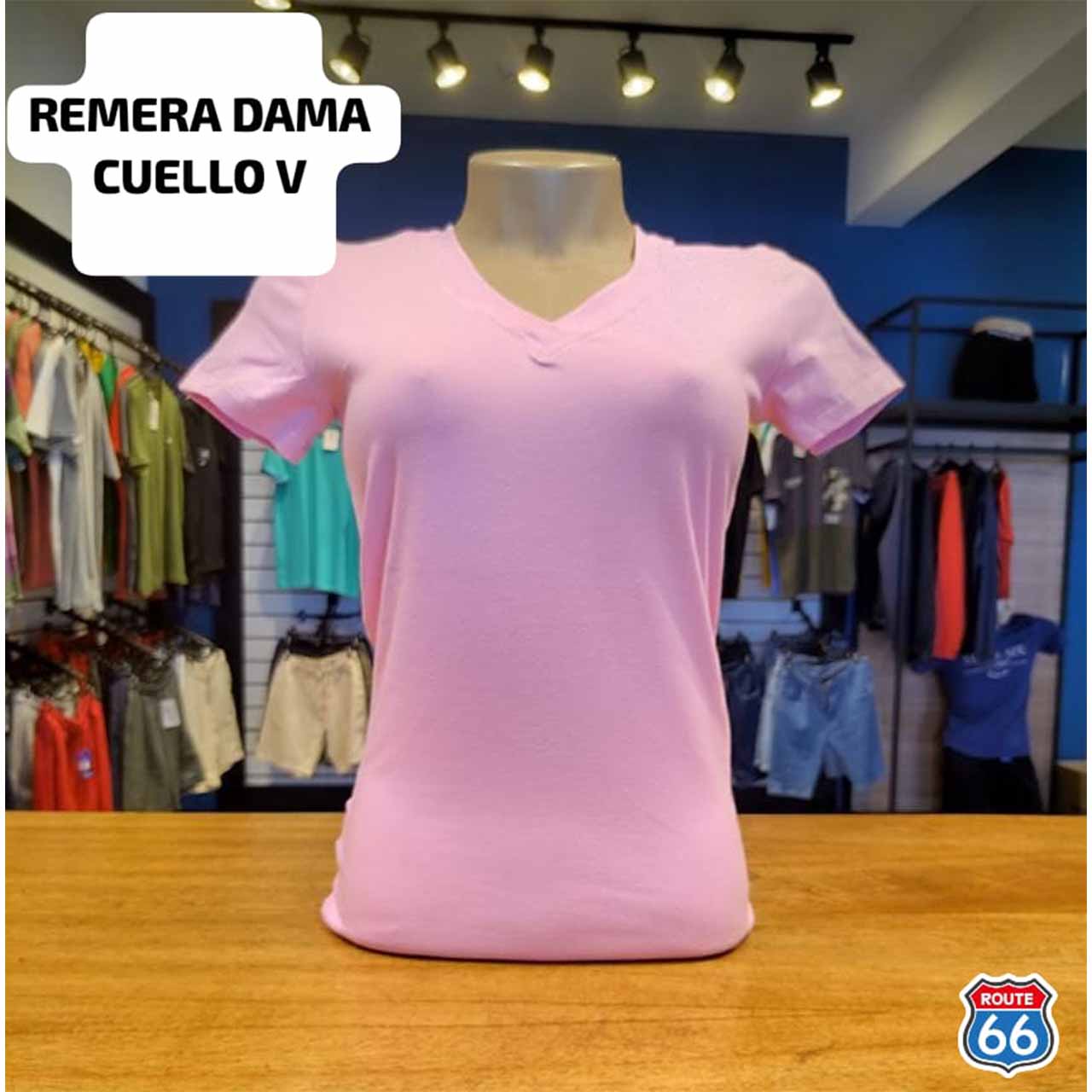 Remera Básica Cuello V - Color Rosa - Talle XXG