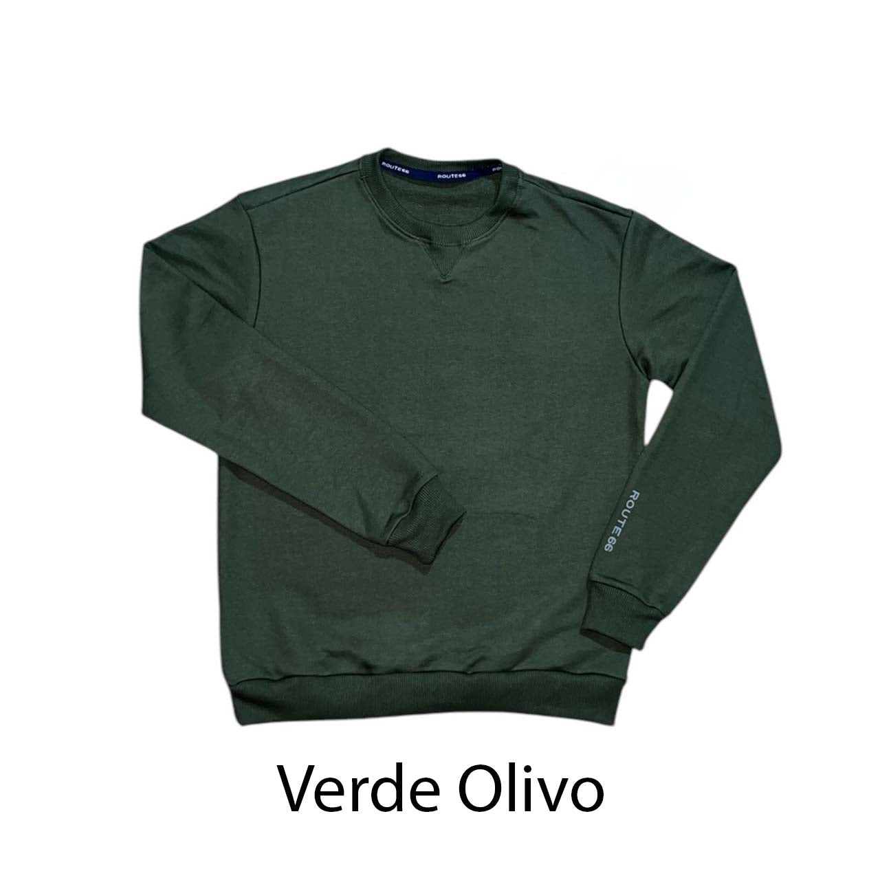Pullover de moletón con rib para caballeros - Verde Olivo