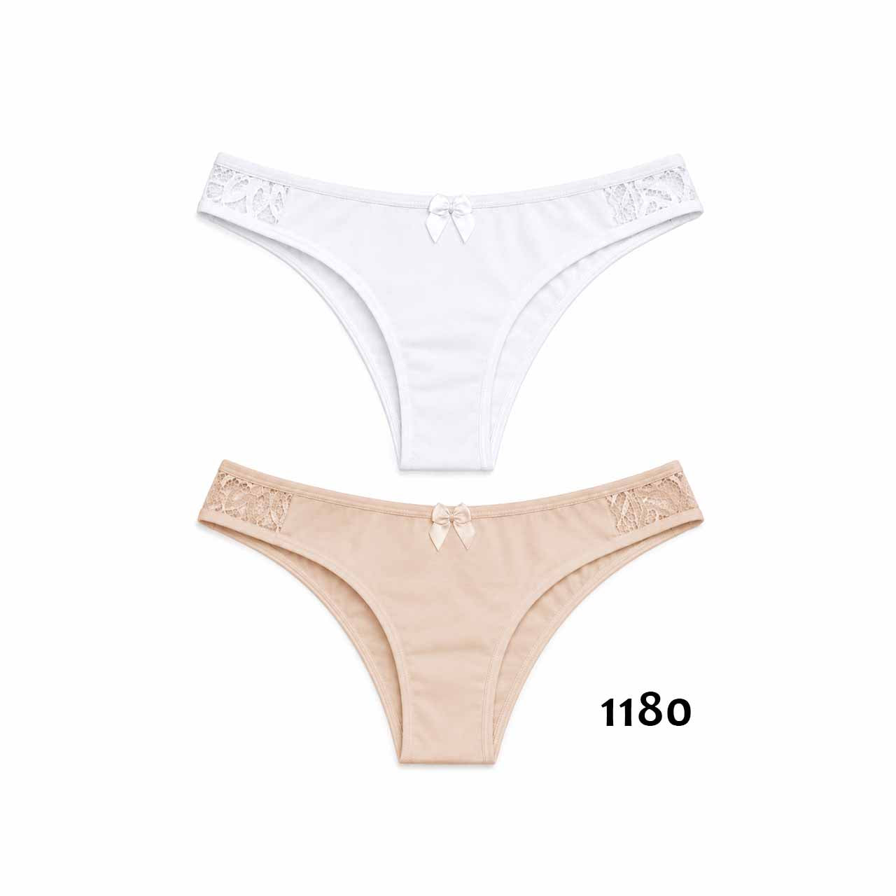 1180 - *Pack x2* Bikinis con detalle de puntilla. Algodón y lycra - 2 UNIDADES - Talle P