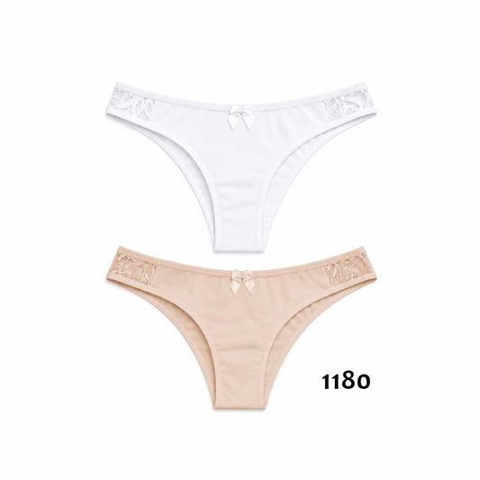 1180 - *Pack x2* Bikinis con detalle de puntilla. Algodón y lycra - 2 UNIDADES - Talle P
