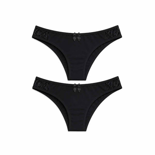 1180 - *Pack x2* Bikinis con detalle de puntilla. Algodón y lycra - 2 UNIDADES - Talle M