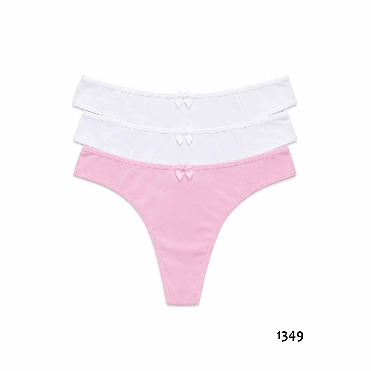 1349 - *Pack* Less de algodón y lycra - 3 unidades (Blanco/Blanco/Rosa) Talle G