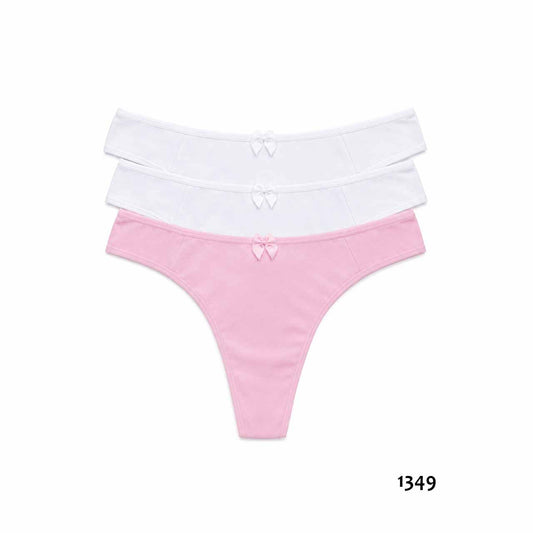 1349 - *Pack* Less de algodón y lycra - 3 unidades (Blanco/Blanco/Rosa) Talle G