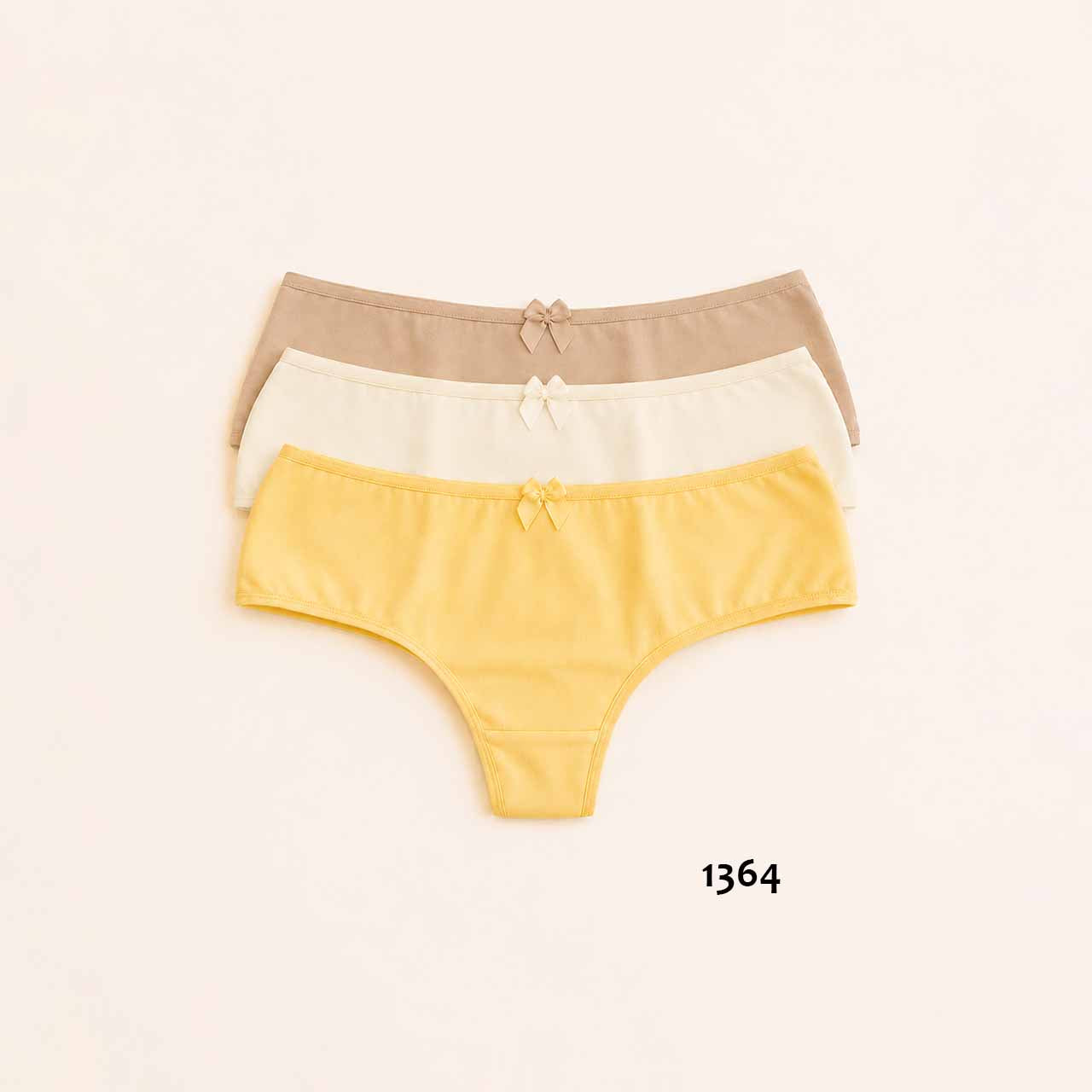 1364 - *Pack* Culotteless de algodón y lycra - 3 unidades - (Avellana/Hueso/Amarillo) Talle XG