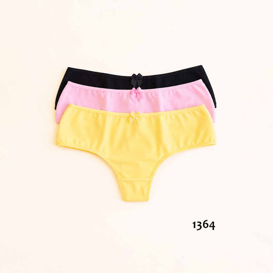 1364 - *Pack* Culotteless de algodón y lycra - 3 unidades - (Negro/Rosa/Amarillo) Talle P