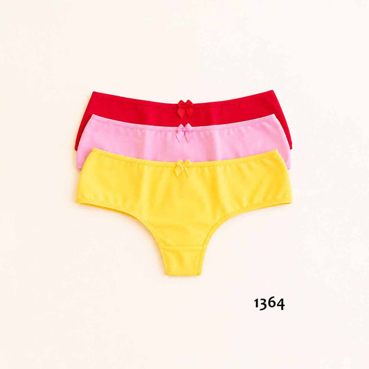 1364 - *Pack* Culotteless de algodón y lycra - 3 unidades - (Rojo/Rosa/Amarillo) Talle G