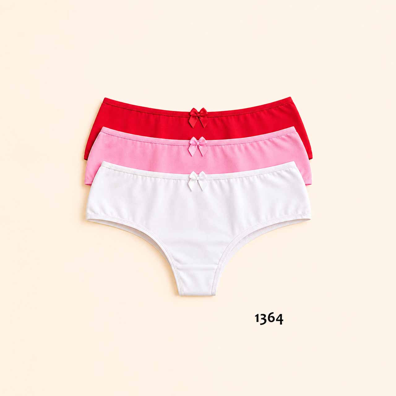 1364 - *Pack* Culotteless de algodón y lycra - 3 unidades - (Rojo/Rosa/Blanco) Talle XG