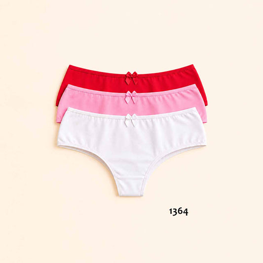 1364 - *Pack* Culotteless de algodón y lycra - 3 unidades - (Rojo/Rosa/Blanco) Talle XG