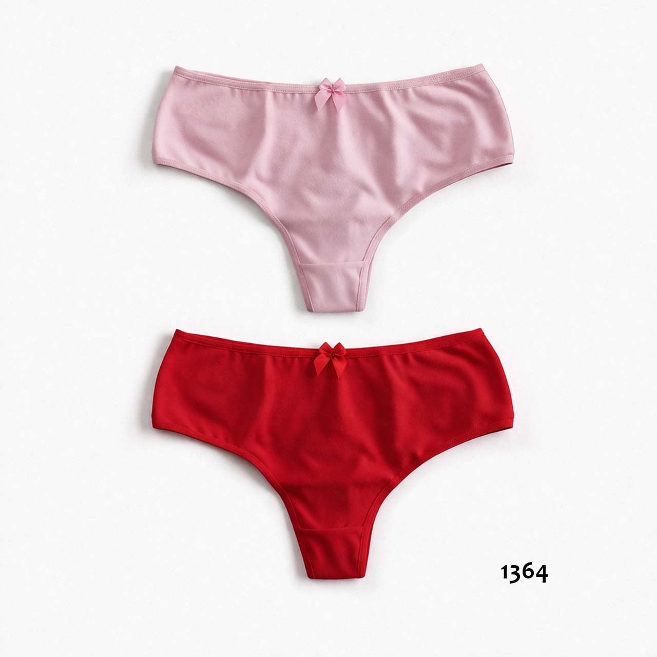 1364 - *Pack X2* Culotteless de algodón y lycra - Color Rosa/Rojo - Talle P - 2 UNIDADES