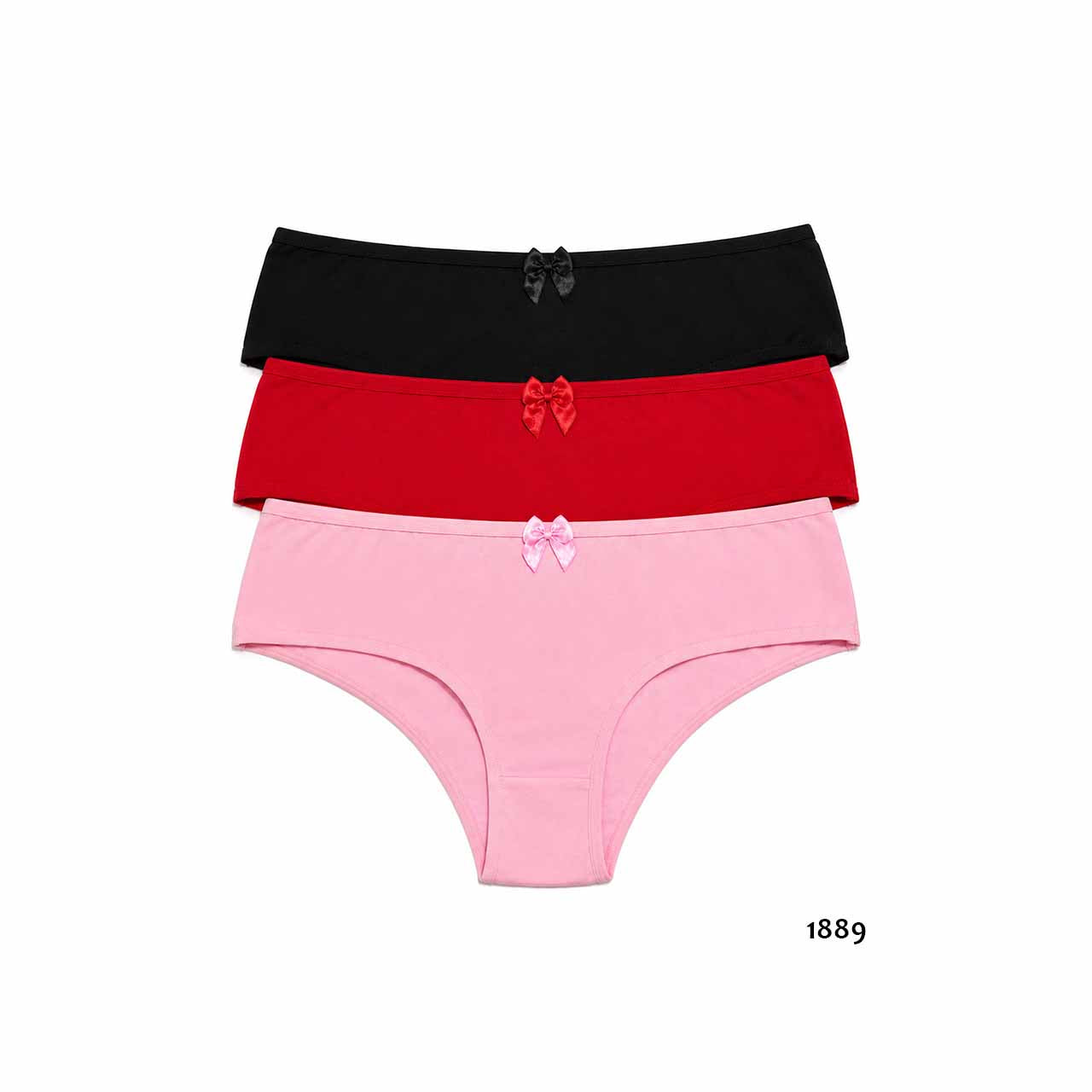 1889 - *Pack* Culottes de algodón y lycra - 3 unidades - (Negro/Rosa/Rojo) Talles P M G