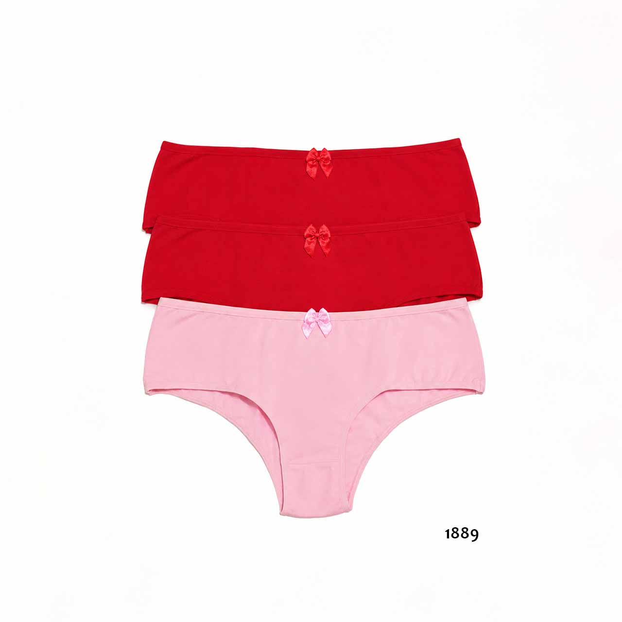 1889 - *Pack* Culottes de algodón y lycra - 3 unidades - (Rojo/Rojo/Rosa) Talle G
