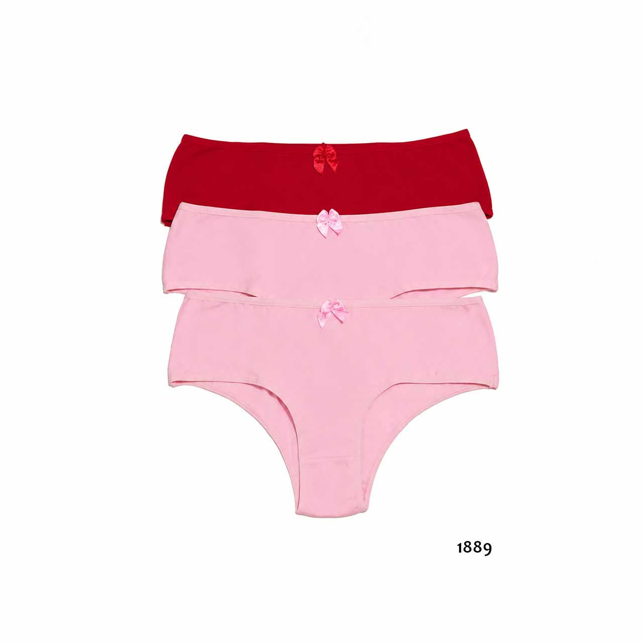 1889 - *Pack* Culottes de algodón y lycra - 3 unidades - (Rosa/Rosa/Rojo) Talle M