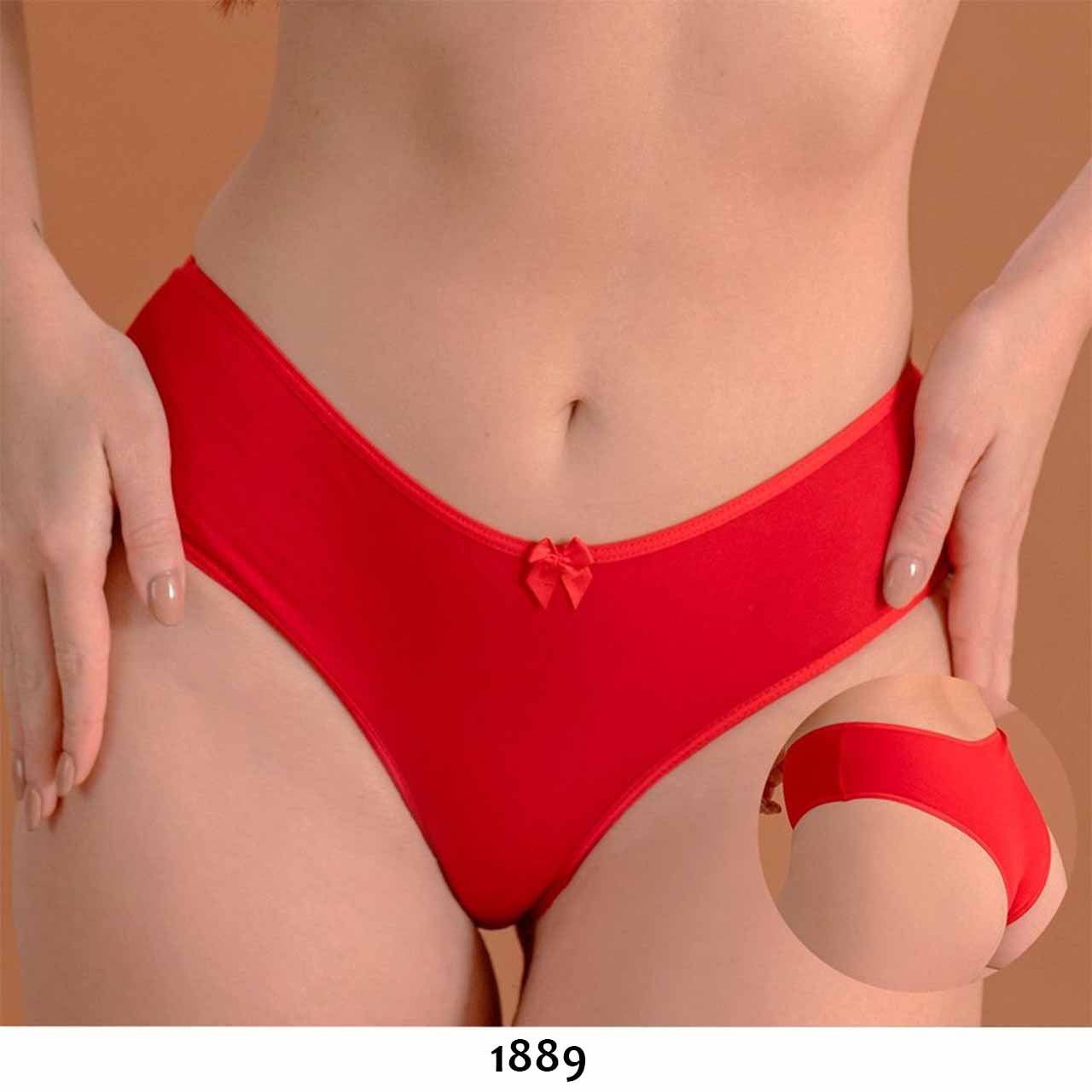 1889 - Culotte de algodón y lycra - Rojo - Talle M