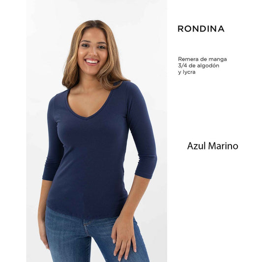 Remera básica 3/4 de algodón y lycra - Varios Colores