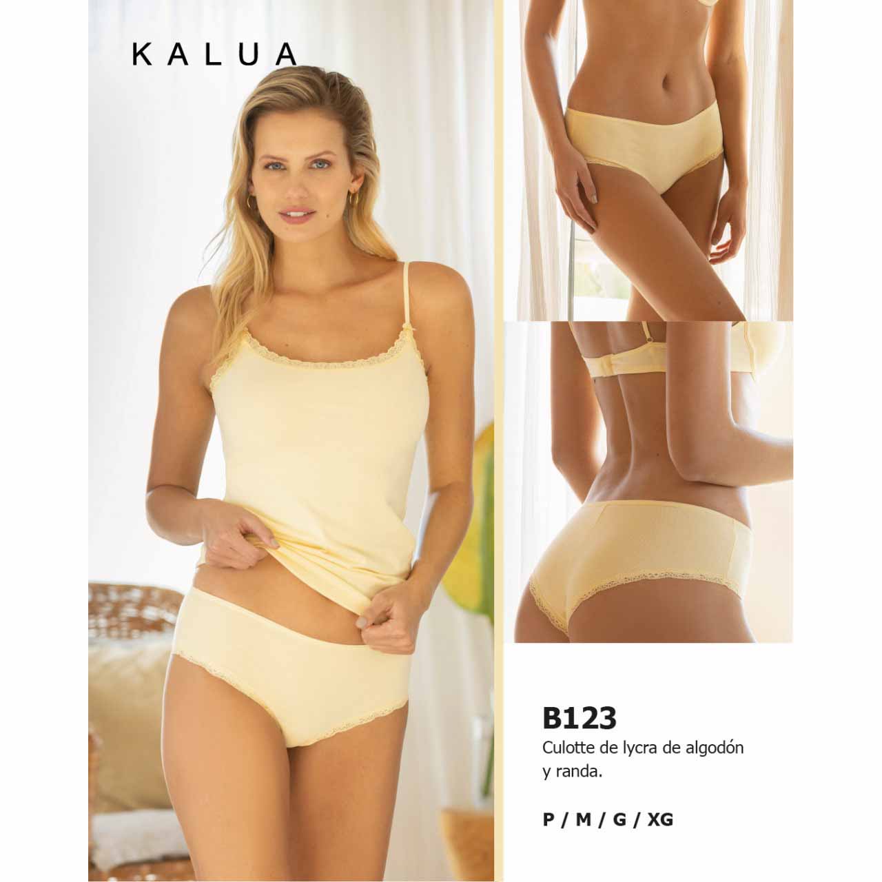 BP - B123 - Culotte de lycra de algodón con randa de encaje fino