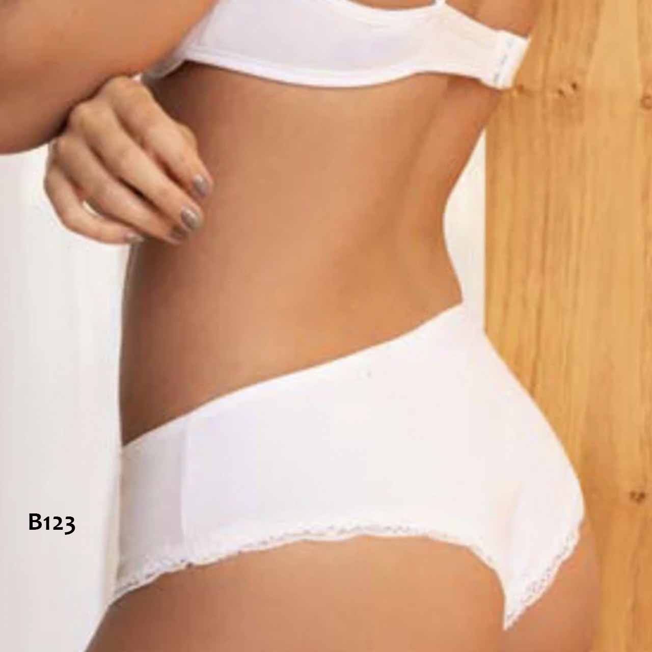 BP - B123 - Culotte de lycra de algodón con randa de encaje fino