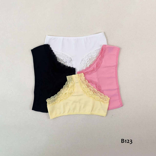 BP - B123 - Culotte de lycra de algodón con randa de encaje fino