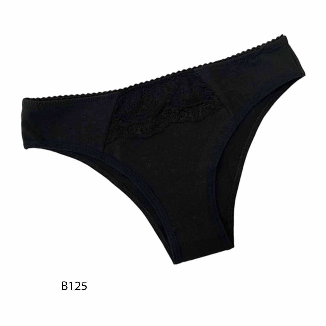 BP - B125 - Bombacha de lycra de algodón con encaje y goma de puntilla