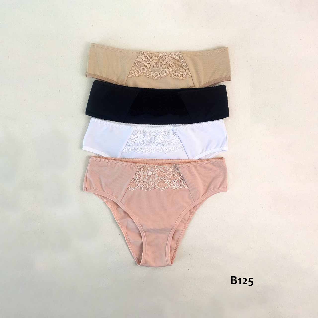 BP - B125 - Bombacha de lycra de algodón con encaje y goma de puntilla