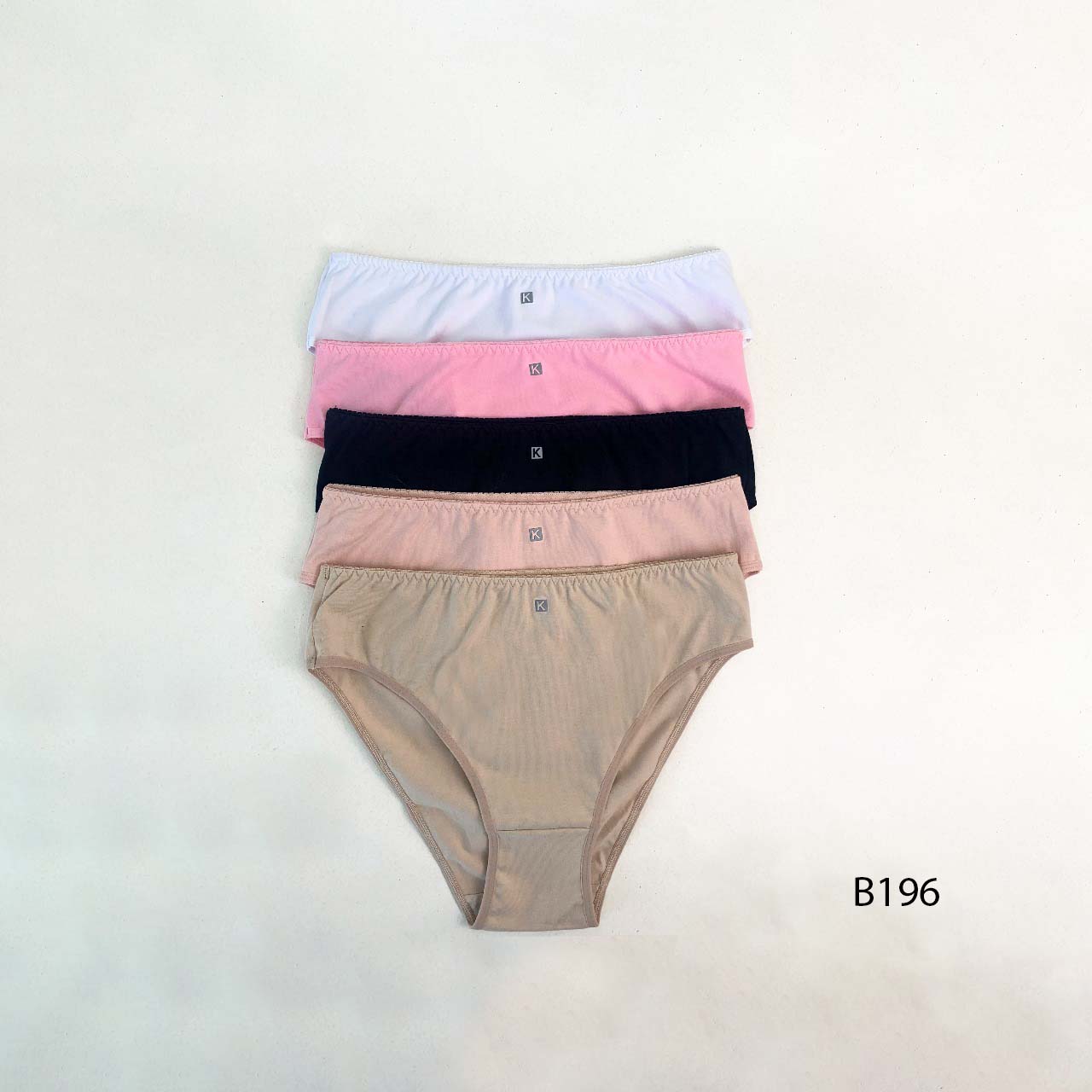 BP - B196 - Bombacha de lycra de algodón con tiro alto y goma de puntilla