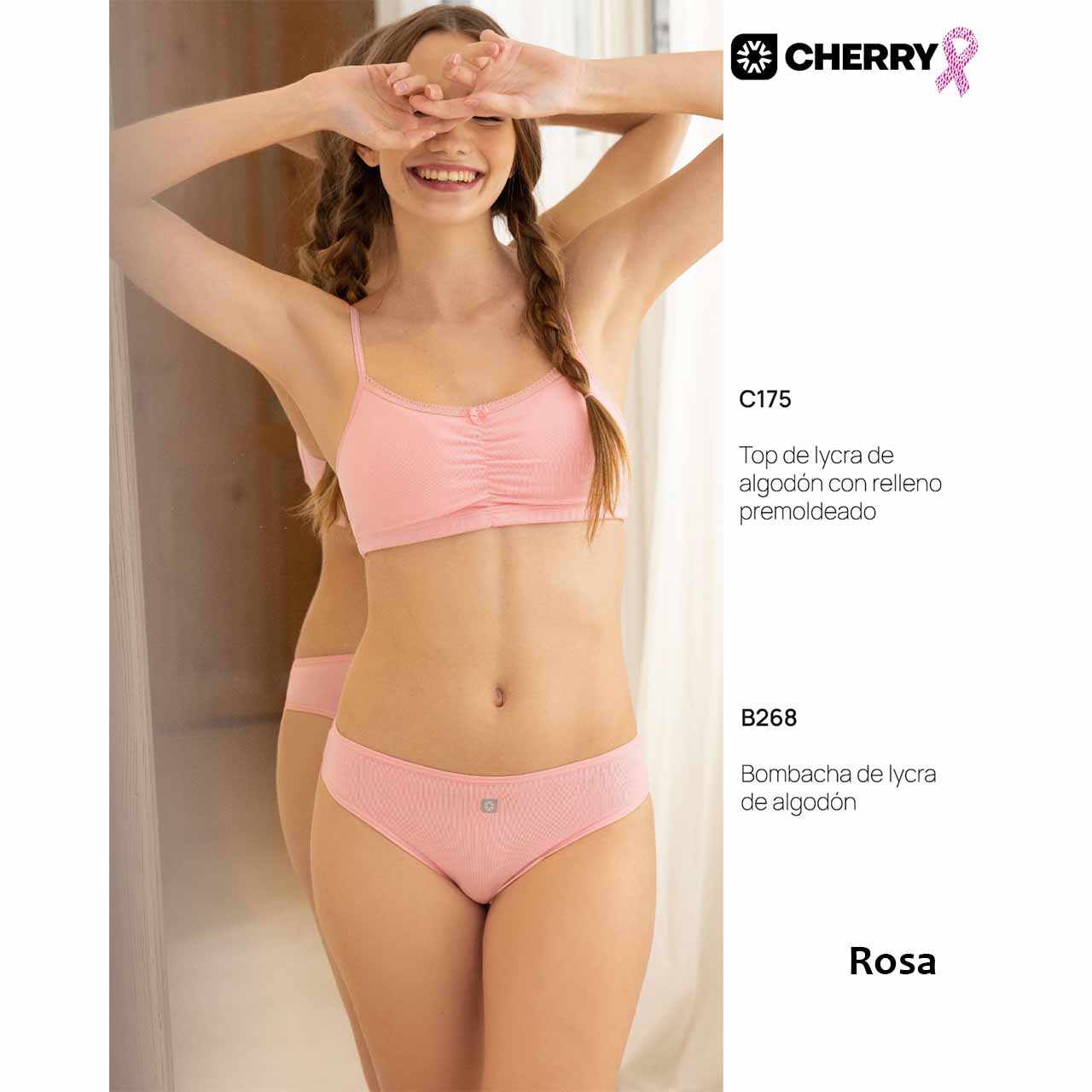BP - B268 - Bombacha de algodón y lycra para niñas - Linea Cherry