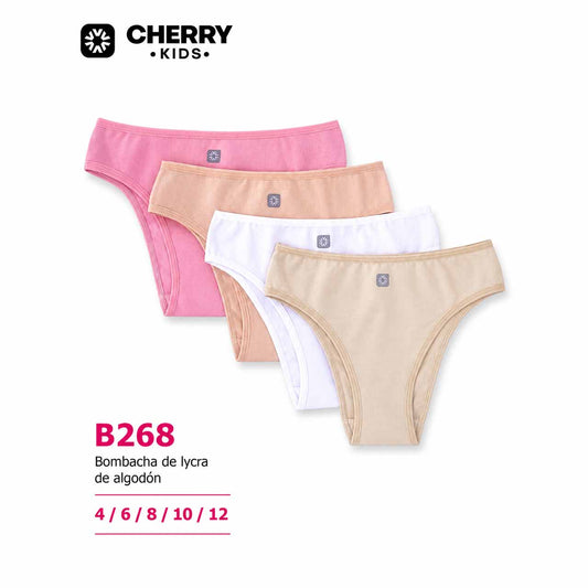 BP - B268 - Bombacha de algodón y lycra para niñas - Linea Cherry