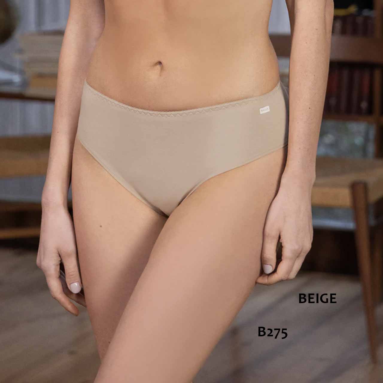 BP - B275 - Bombacha básica de algodón y lycra con tiro alto