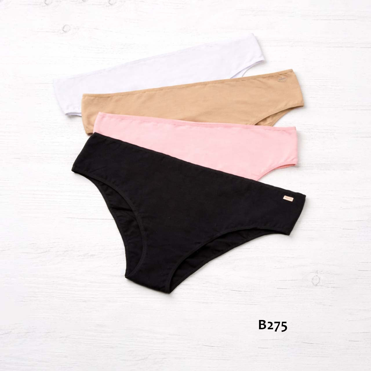BP - B275 - Bombacha básica de algodón y lycra con tiro alto