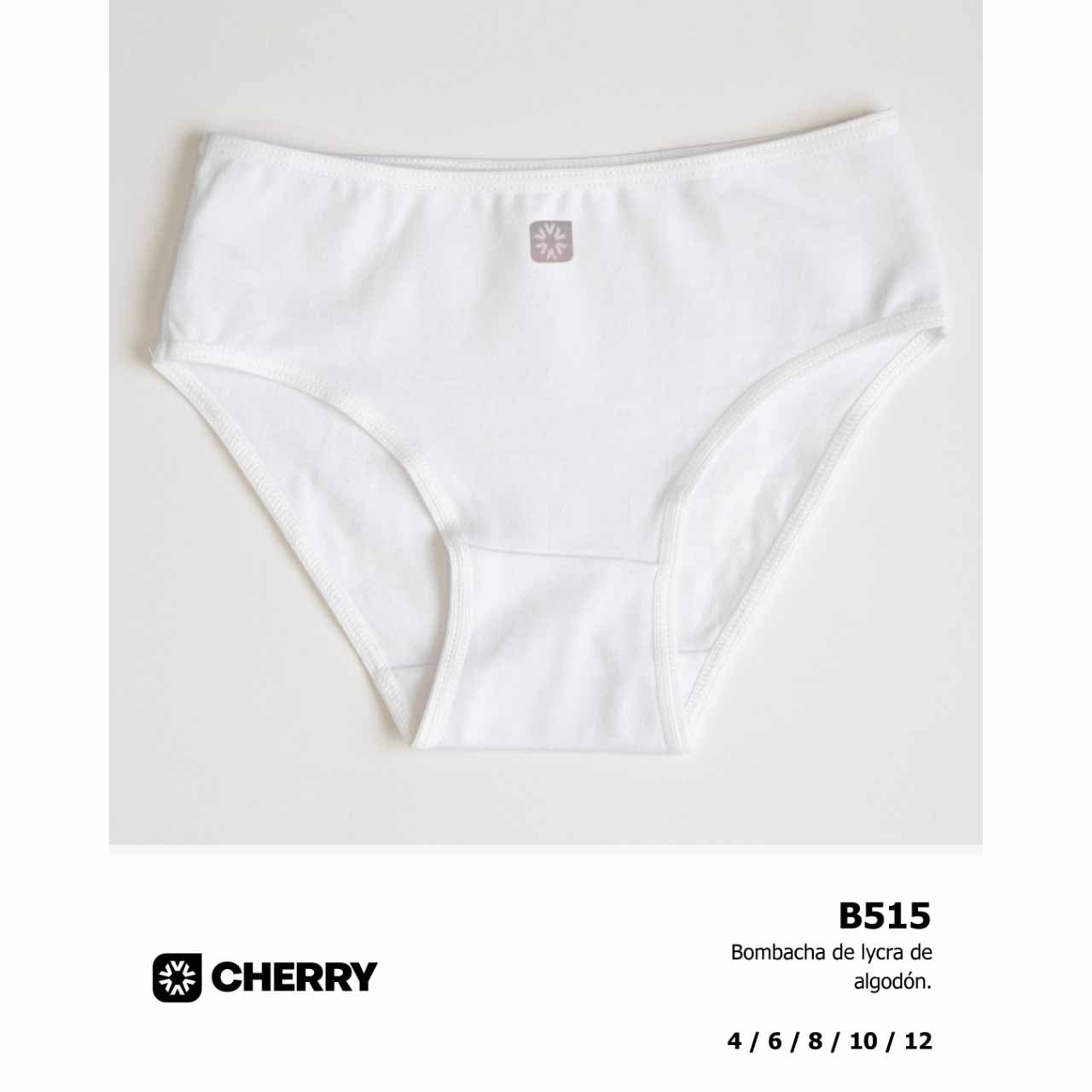 BP - B515 - Bombacha de algodón y lycra para niñas - Linea Cherry