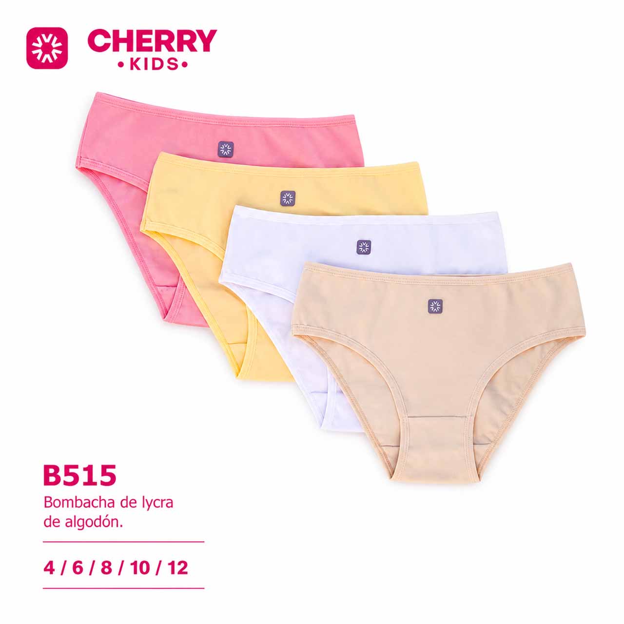 BP - B515 - Bombacha de algodón y lycra para niñas - Linea Cherry