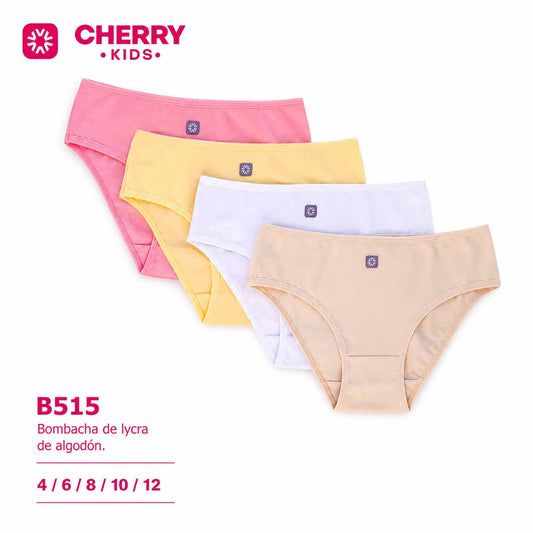 BP - B515 - Bombacha de algodón y lycra para niñas - Linea Cherry