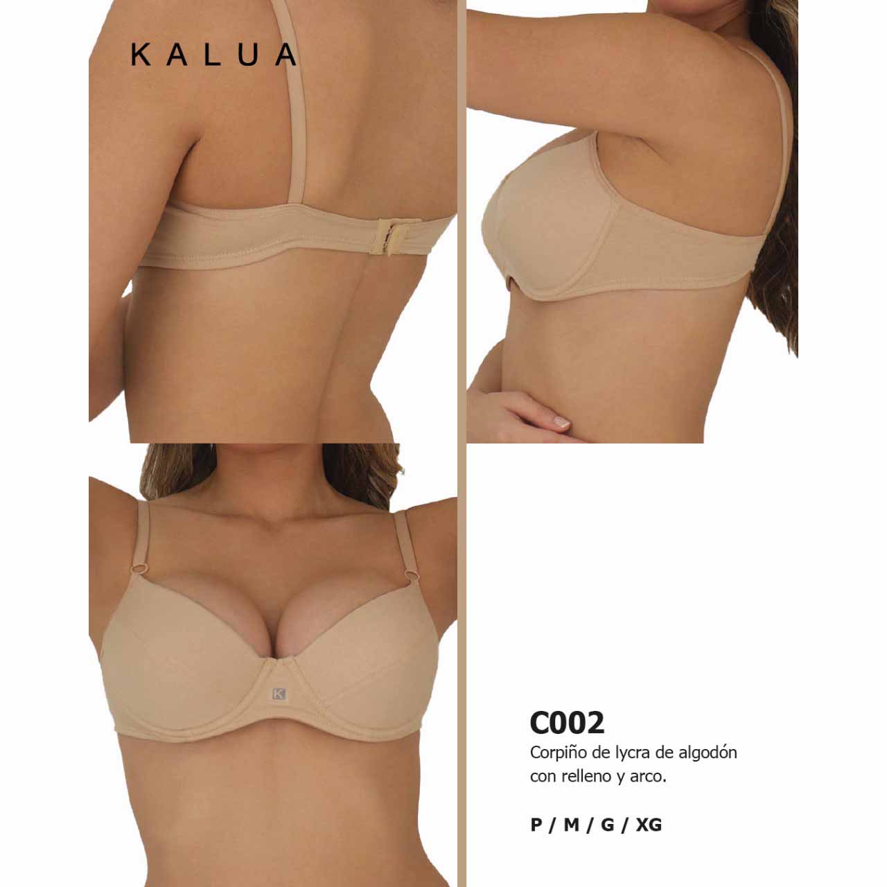 BP - C002 - Corpiño de lycra de algodón con relleno y arco