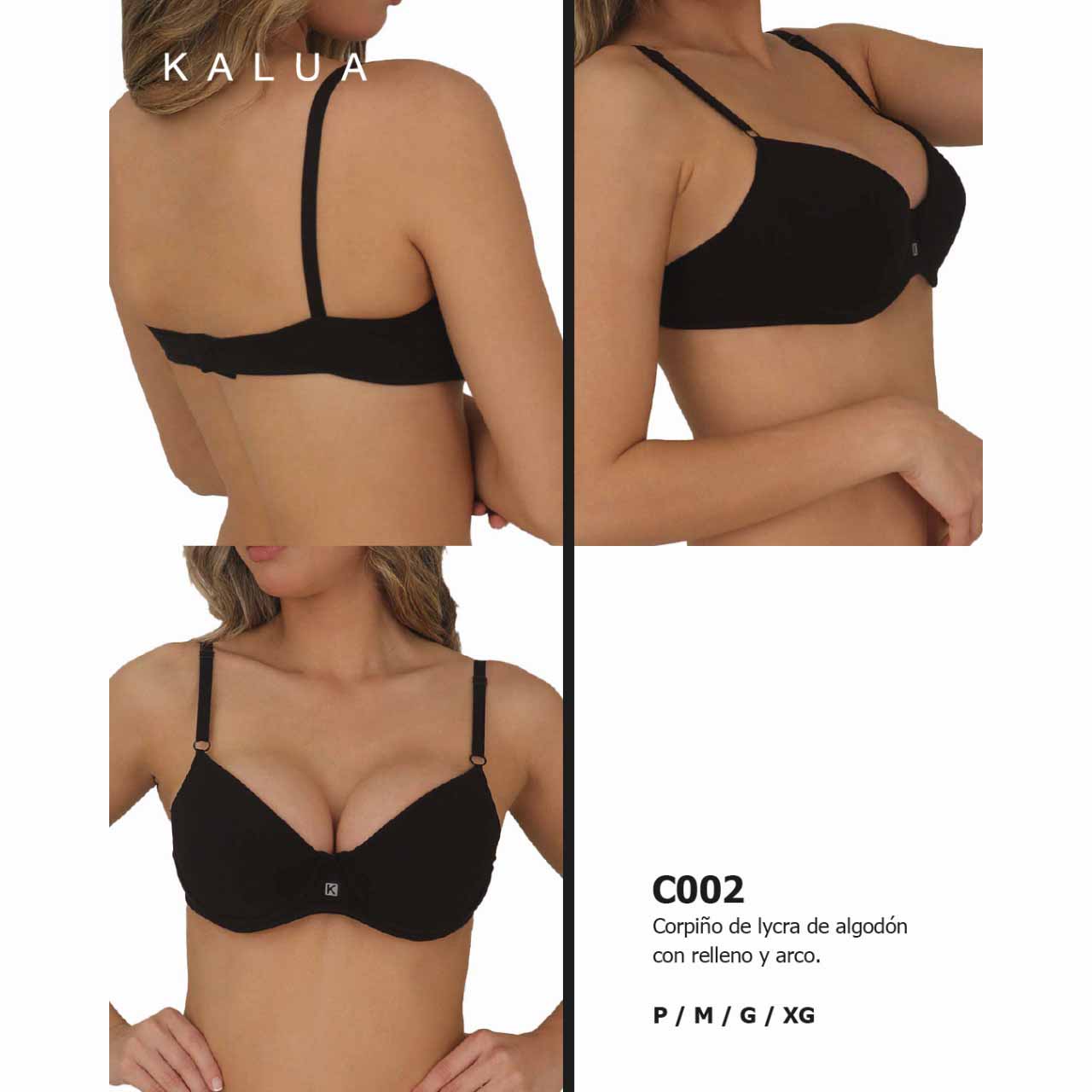 BP - C002 - Corpiño de lycra de algodón con relleno y arco