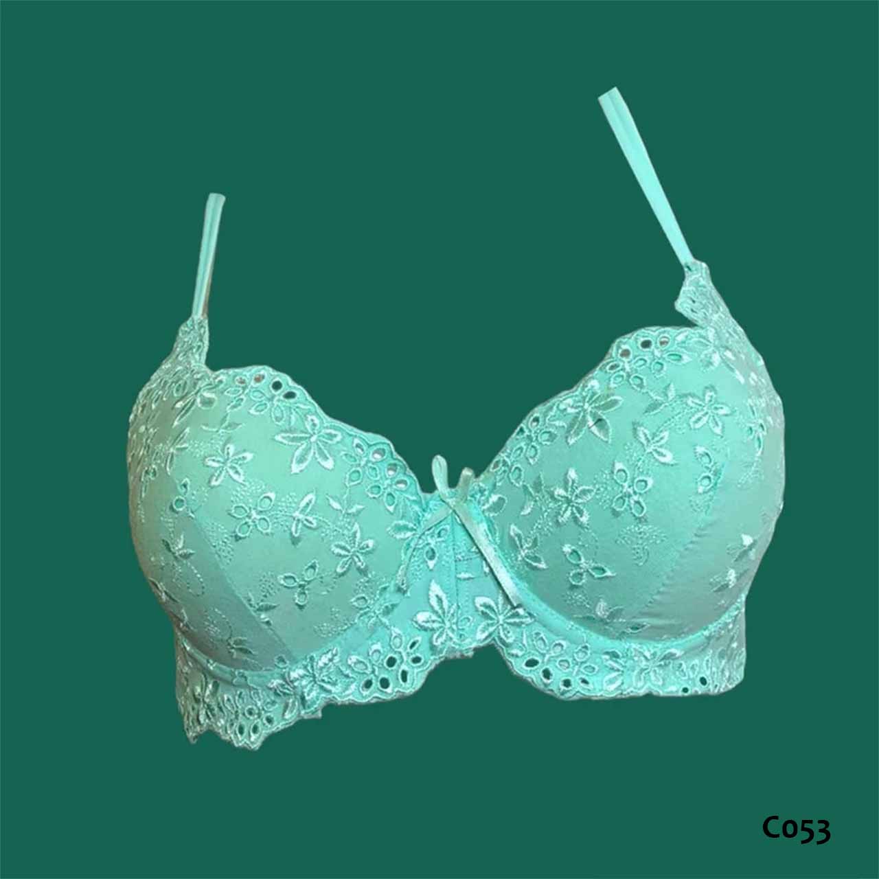BP - C053- Corpiño de lycra de algodón y broderie con taza preformada y arco