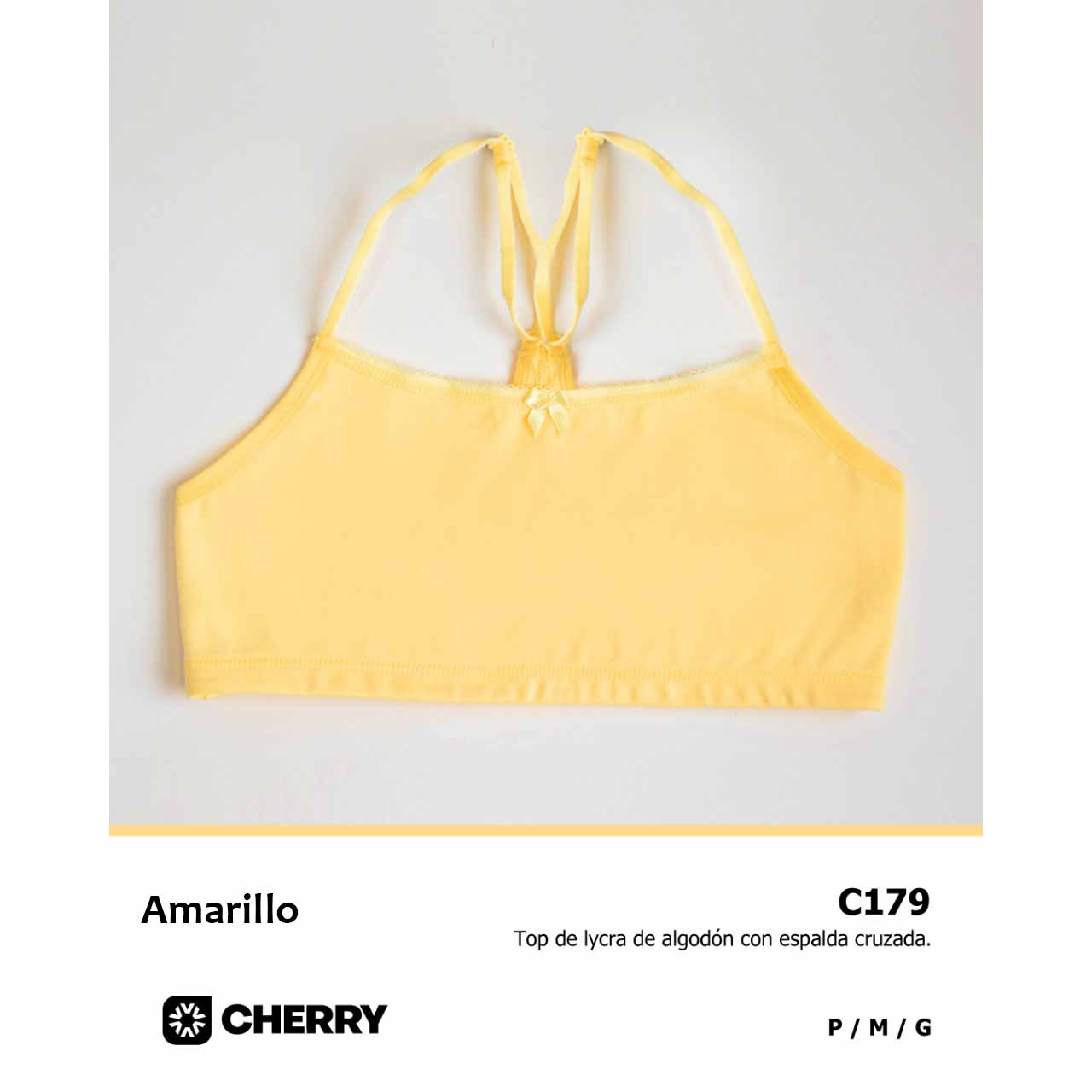 BP - C179 - Top de algodón y lycra con puntilla y espalda cruzada - Linea Cherry adolescentes