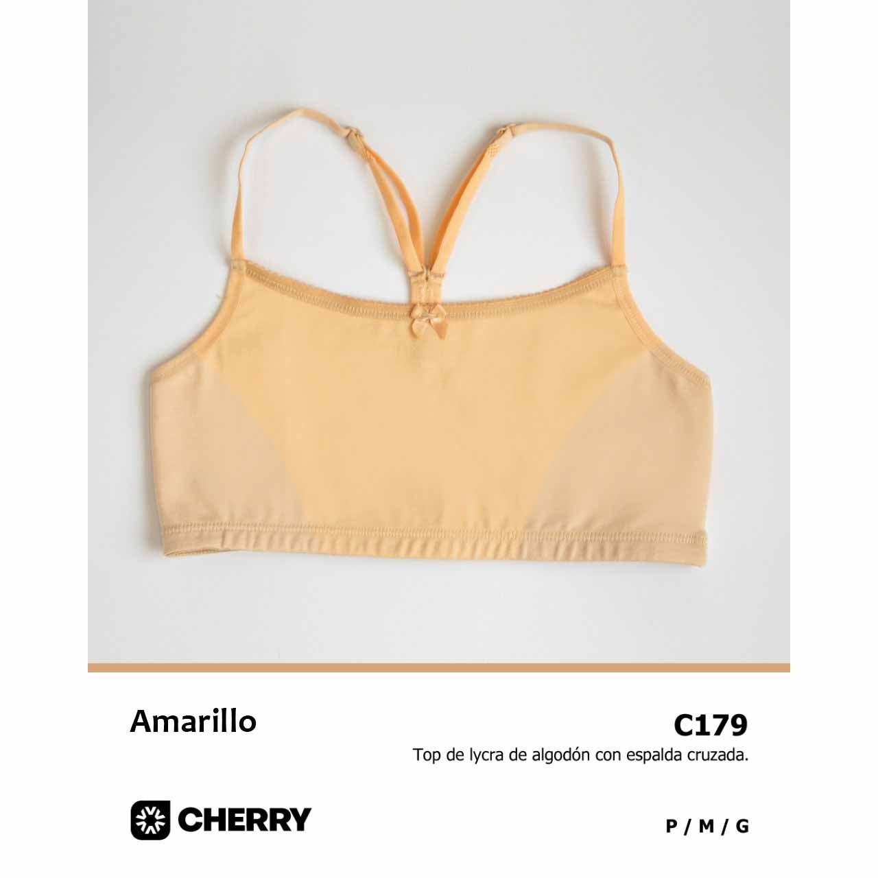 BP - C179 - Top de algodón y lycra con puntilla y espalda cruzada - Linea Cherry adolescentes