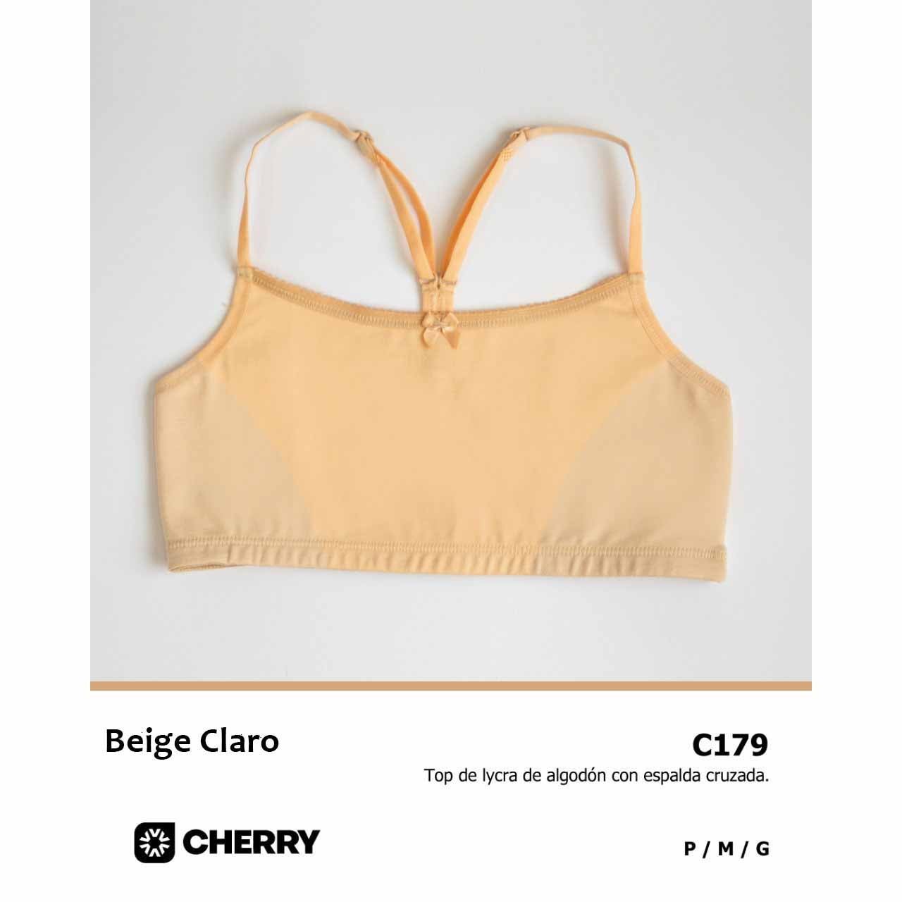 BP - C179 - Top de algodón y lycra con puntilla y espalda cruzada - Linea Cherry adolescentes