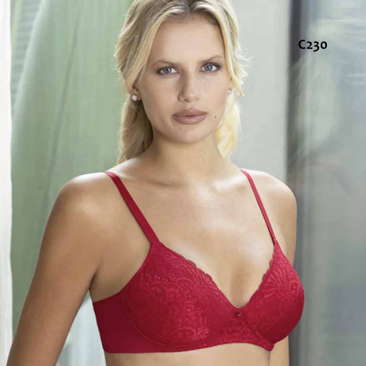 BP - C230 - Corpiño de lycra de algodón y encaje con taza soft sin arco