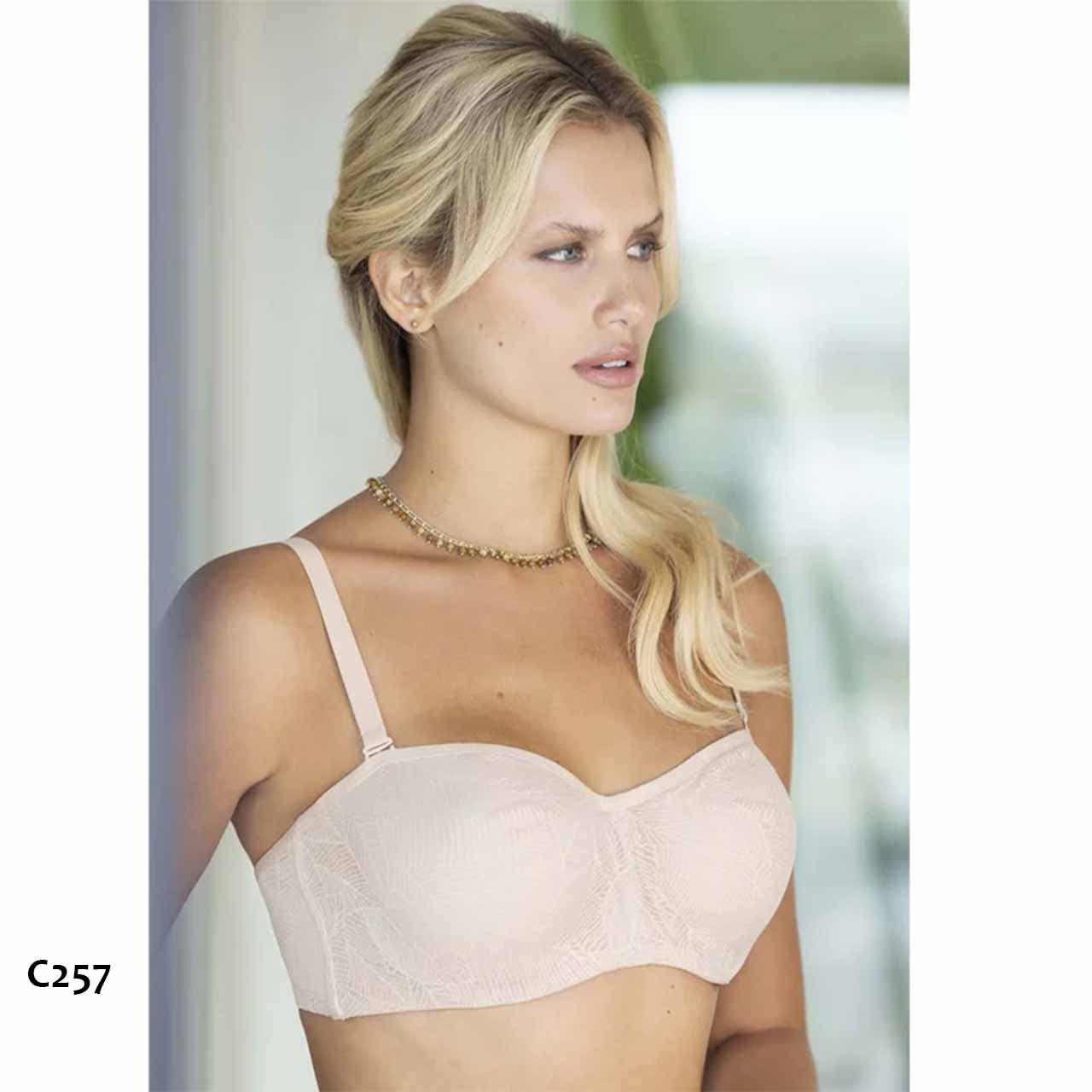BP - C257 - Corpiño strapless de encaje sin taza con arco