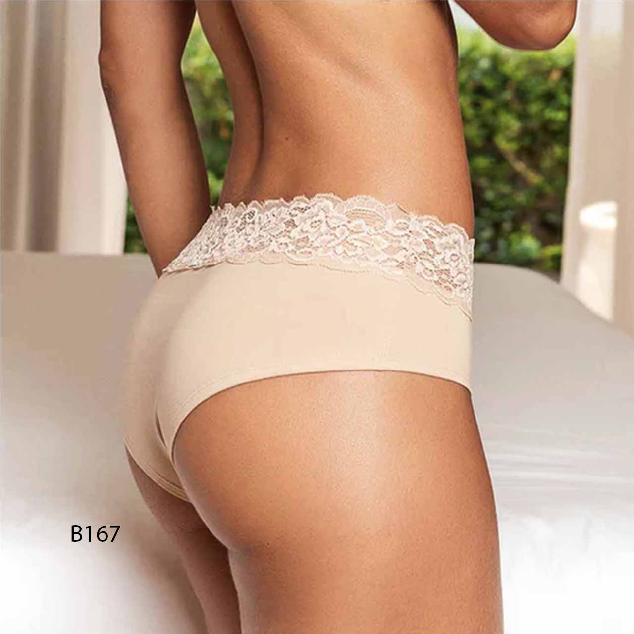 BP - B167 - Culotte de lycra de algodón con encaje en cintura
