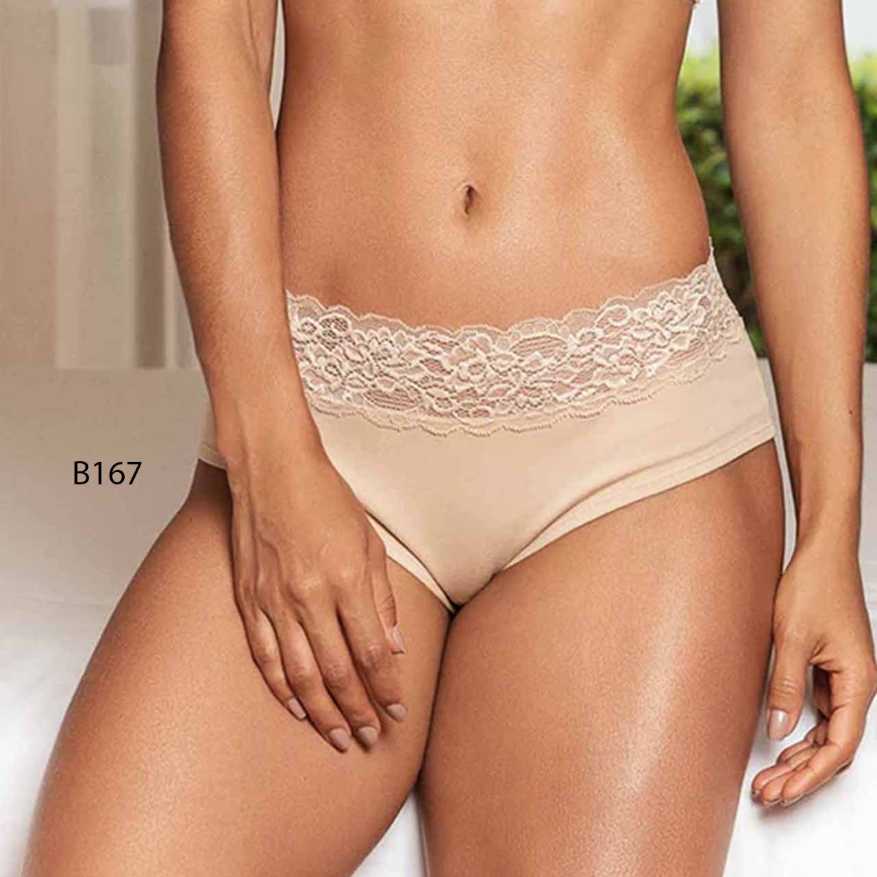 BP - B167 - Culotte de lycra de algodón con encaje en cintura
