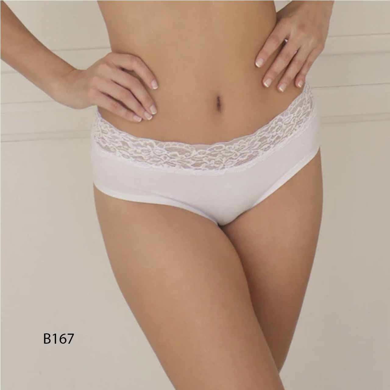 BP - B167 - Culotte de lycra de algodón con encaje en cintura